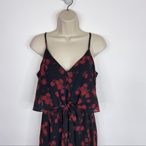 Michael Kors Black & Red Floral Wide Leg Jumpsuit - Picture 5 of 8